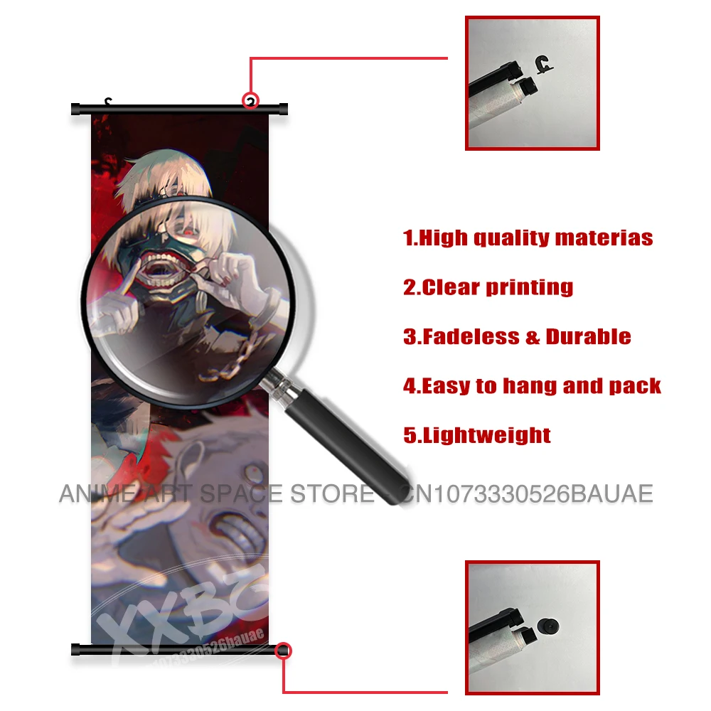 도쿄 구울 인쇄 캔버스 포스터 일본 애니메이션 캐릭터 홈 인테리어 벽화 벽 삽화 스크롤 그림 교수형 그림