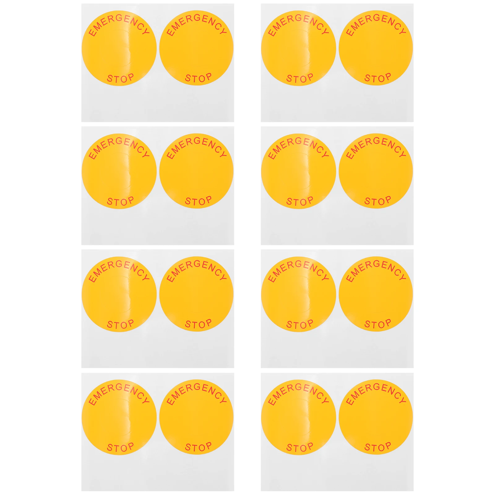 

8 Sheets Emergency Stop Sign Letters Logo Sticker Danger Warning Stickers Button Industrial Pvc Self-adhesive Signs