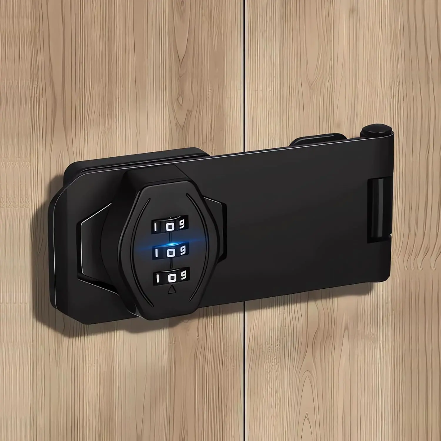Password rotating padlock, black digital combination lock, suitable for small doors, cabinets, bathrooms, outdoor use