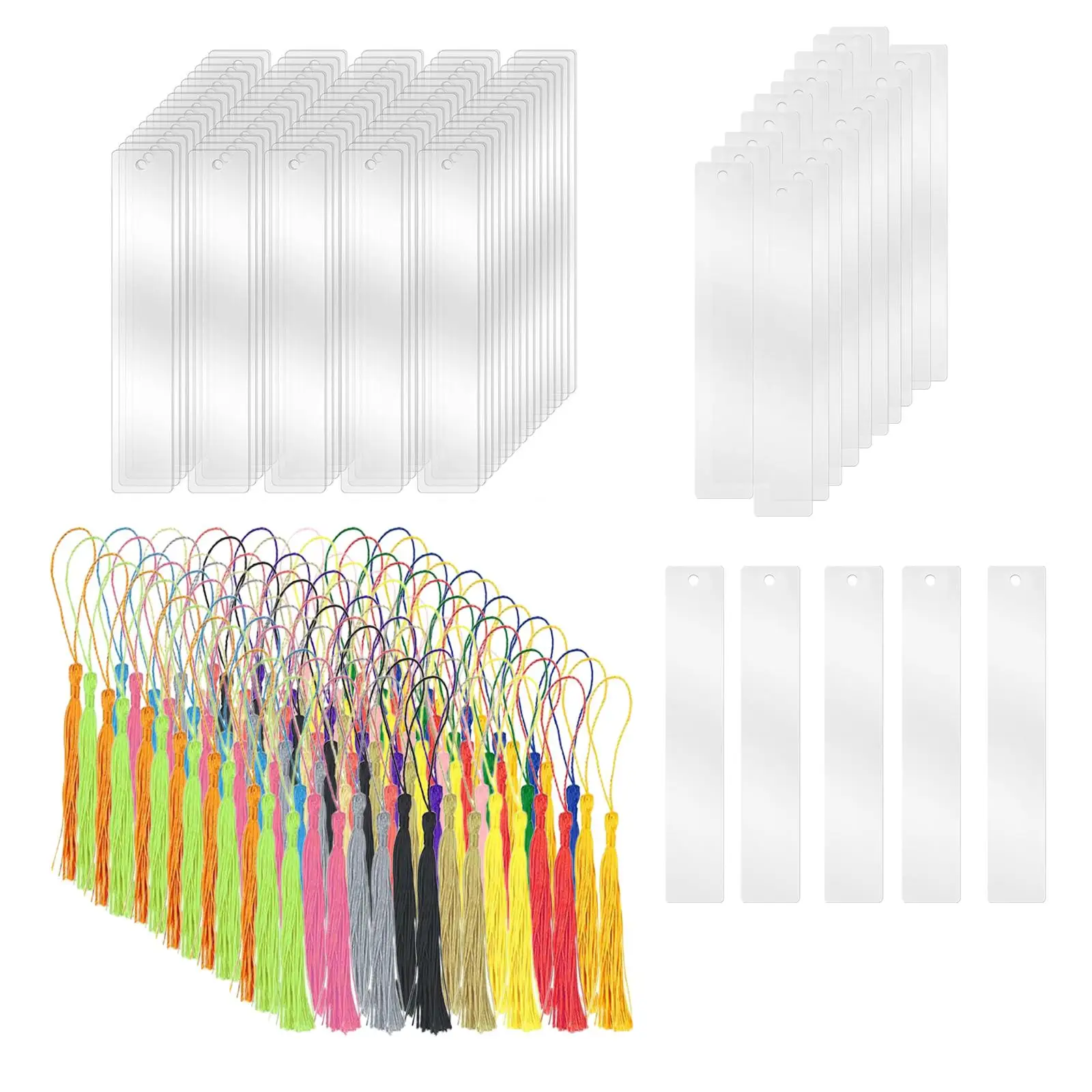100x Blank Bookmarks for Notebook Accessories Sturdy Craft Bookmarks for Handicrafts Decorative Acrylic Bookmarks for Key Rings