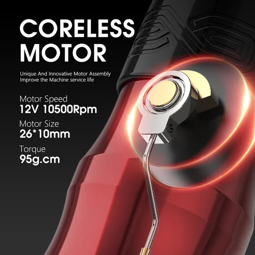 Imagen 2 del producto XNET EXO-Kit de máquina de tatuaje inalámbrica colorida, bolígrafo rotativo, batería de 2000mAh de capacidad, potente Motor sin núcleo para artistas del tatuaje