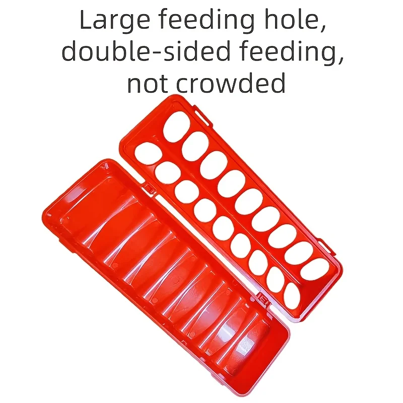 Flip Top Poultry Feeder, Plastic Chicken Feeder Trough Multi-Hole Poultry Feeding Tray No Mess No Waste Chick Feeding Dispenser