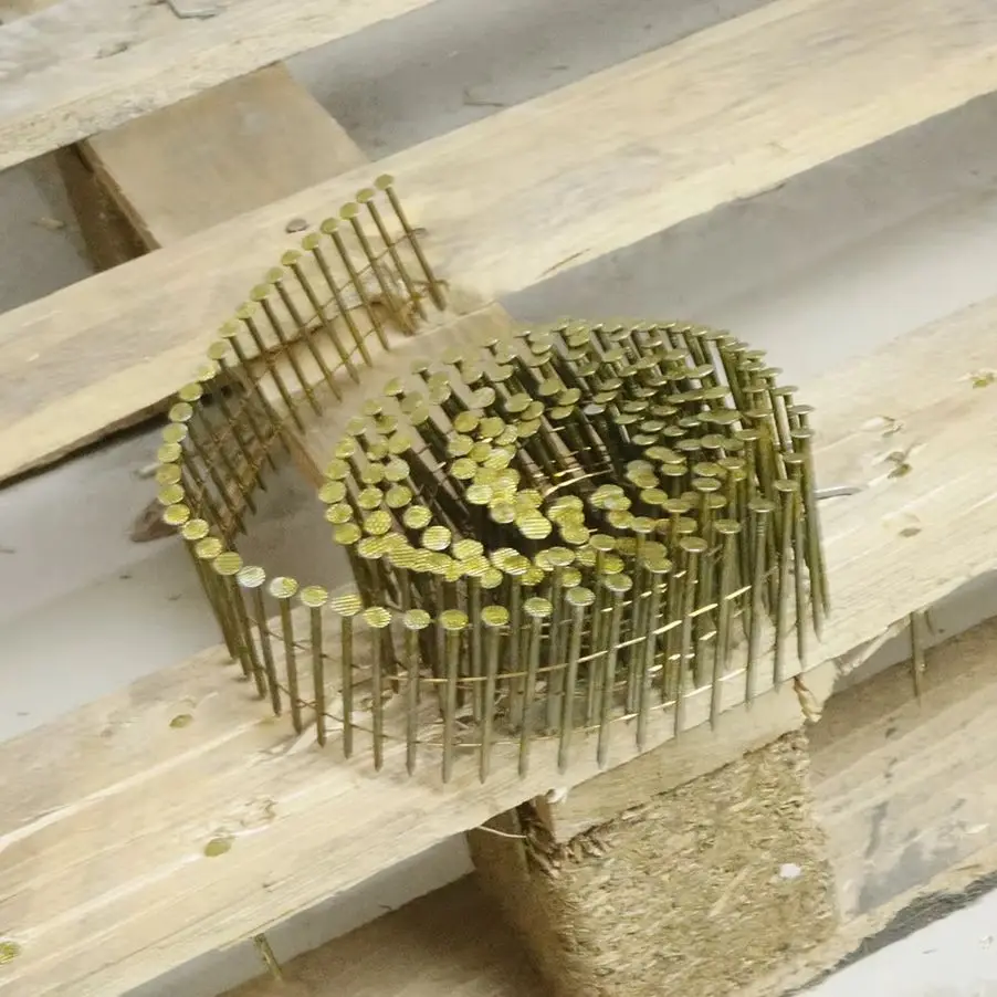 15 Degree Coil Siding Nails 25~57mm Coil Nailer Nails Collated Wire Full Round-Head Ring Shank Hot-Dipped Framing Carpentry Nail