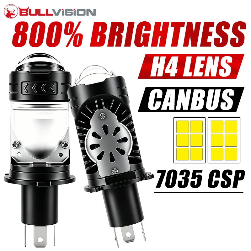 H4 Bi LED Projector Headlights Bulbs Powerful Led Mini Lens Canbus Turbo Motorcycle Car Lights Spotlight Upgrade Automotive Lamp