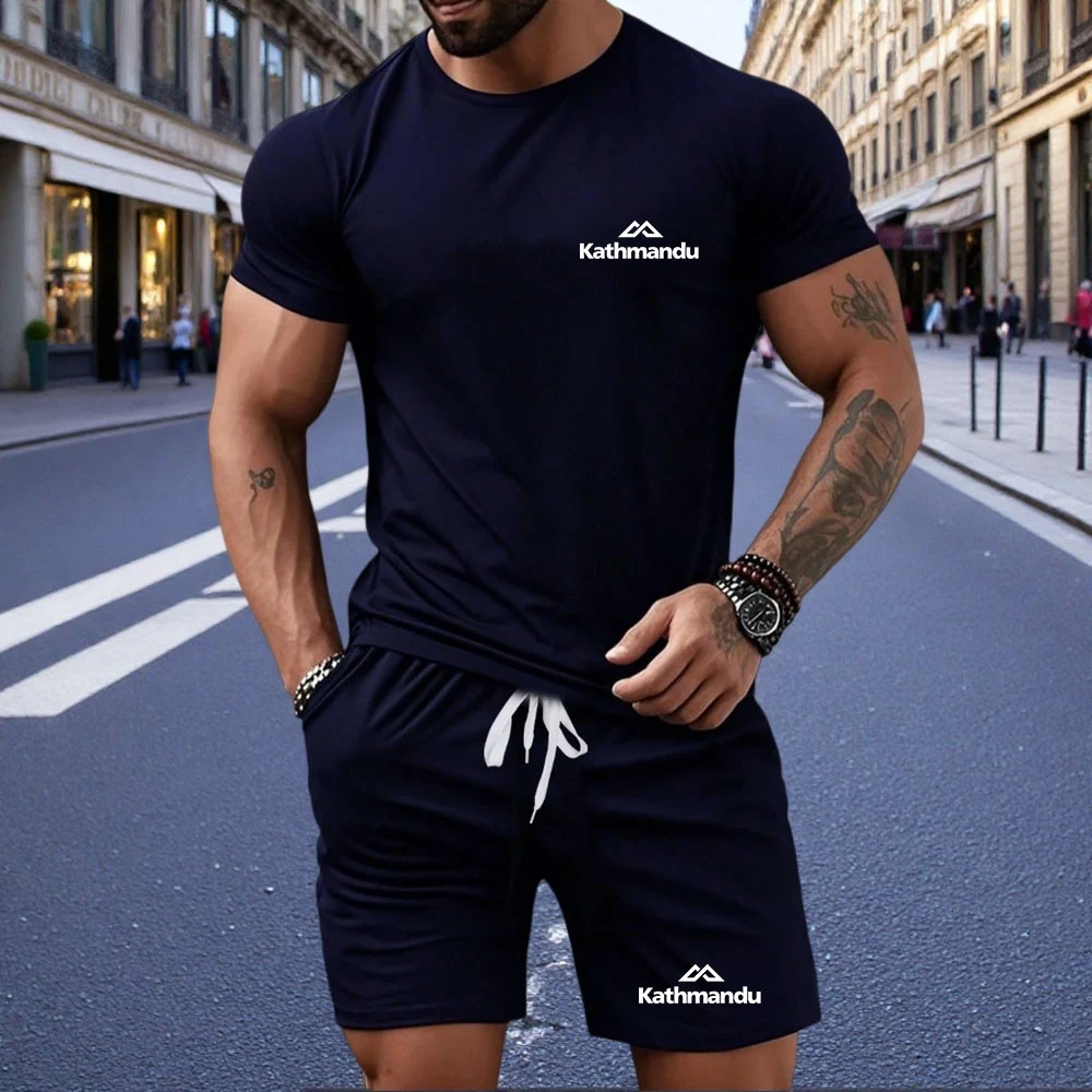

Men Compass Mountain 2 Piece Set T Shirt and Shorts Casual Streetwear Outfit