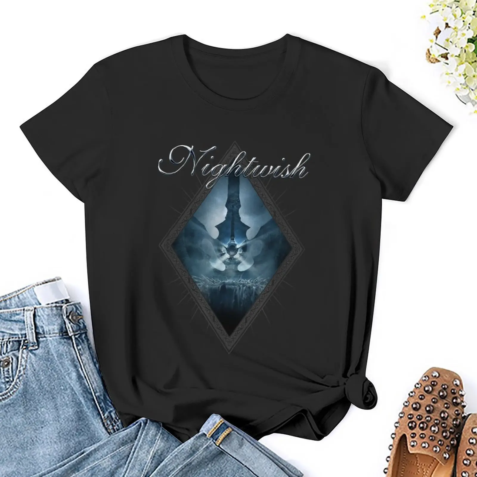 Dark Passion Play (Albumhoes + Nachtelijk Logo) T-Shirt Graphics Schattige Kleding Vrouw T-Shirt