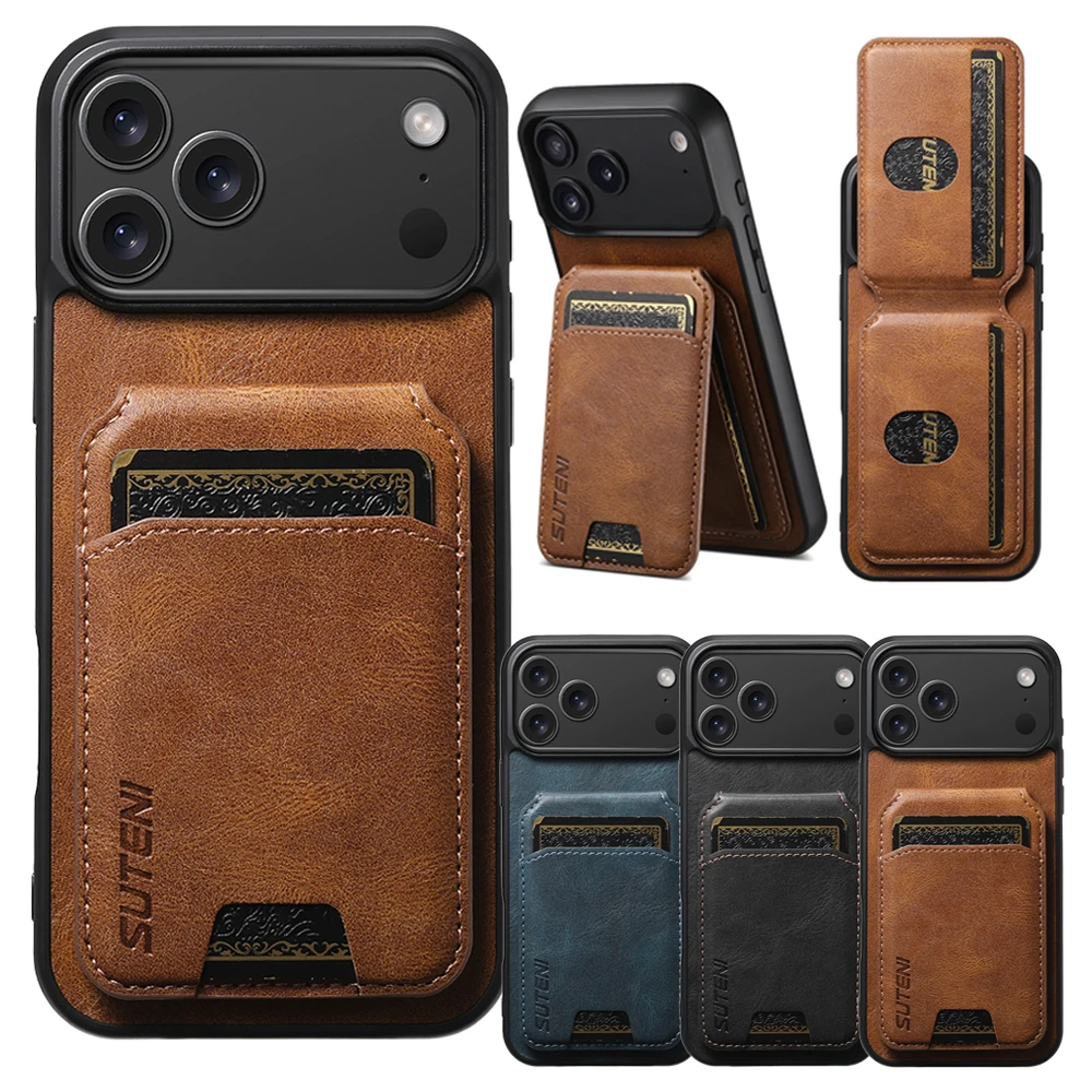 Ledertasche für iPhone 17 Pro Max Air 16 16e Pro max 15 Plus 14 13 12 Ständer stoßfeste Kartenfächer Kartenhalter Telefonabdeckung
