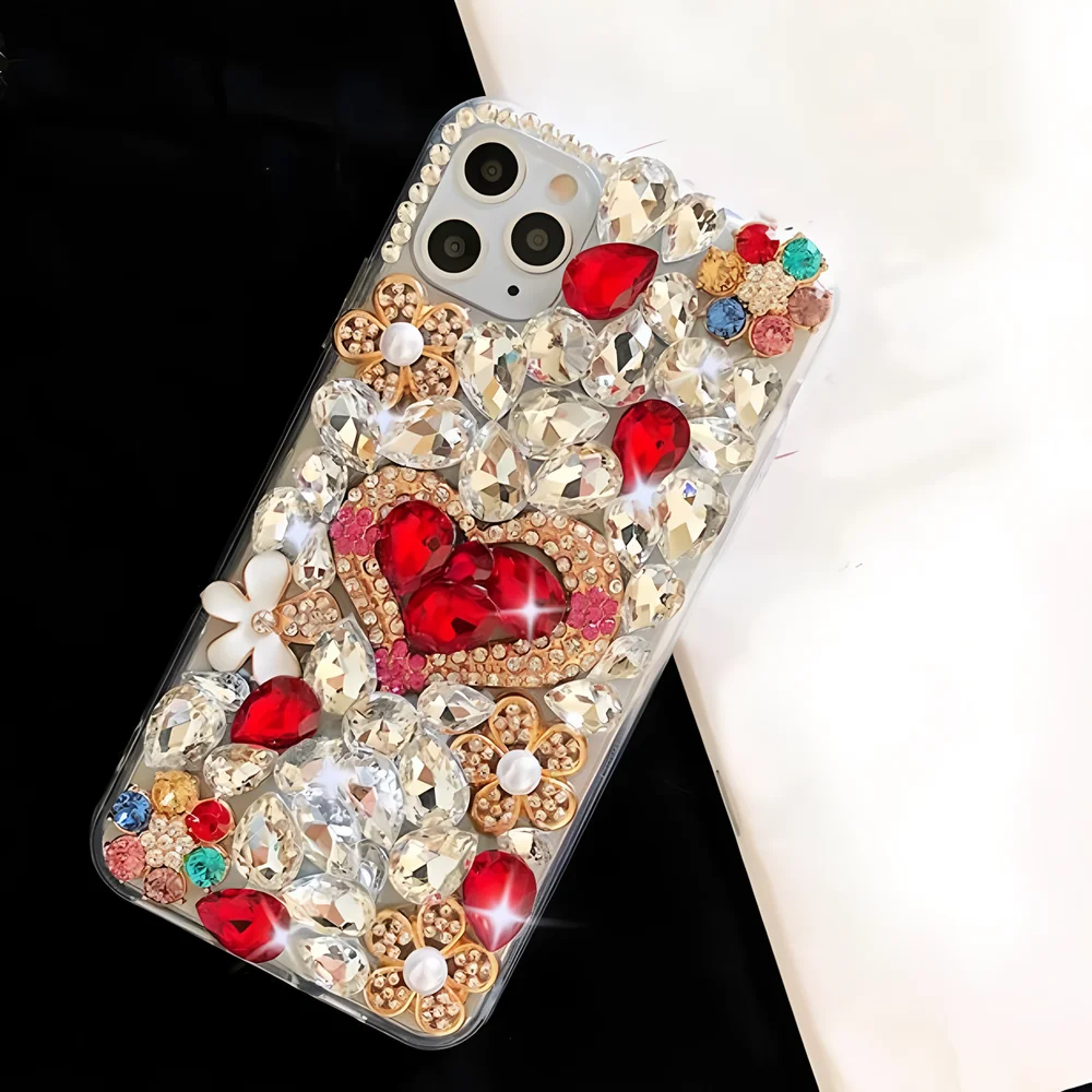 الفاخرة ثلاثية الأبعاد الحب الماس بلينغ قضية الهاتف ل ممن لهم Realme Narzo N61 4G ملاحظة 60 60X 50 GT Neo 5 حالات مرصع بالجواهر غطاء