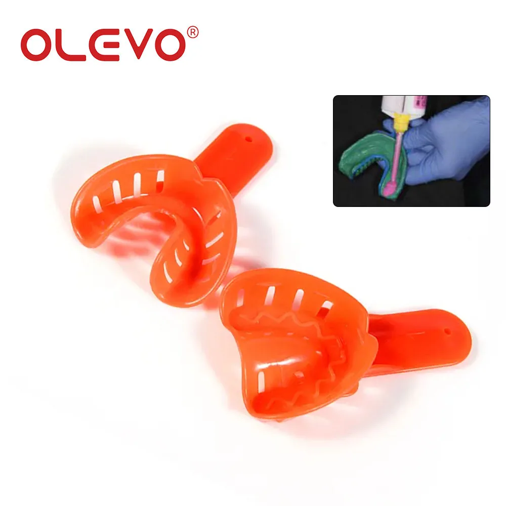 OLEVO 12Pcs Dental Impression Trays Orthodontic Upper Lower For Adult Kid Disposable Teeth Holder Colorful Dentistry Accessories