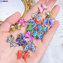 10pcs Colorful Printed Enamel Butterfly Connector 34Styles Charm For Jewelry Making Supplies DIY Handmade Crafts Accessories