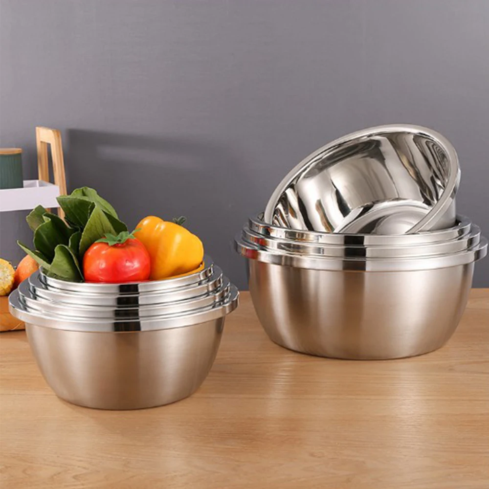 

Thickened Round 304 Stainless Steel Basin Condiment Kitchen Baking Egg Bowl And Noodle Basin