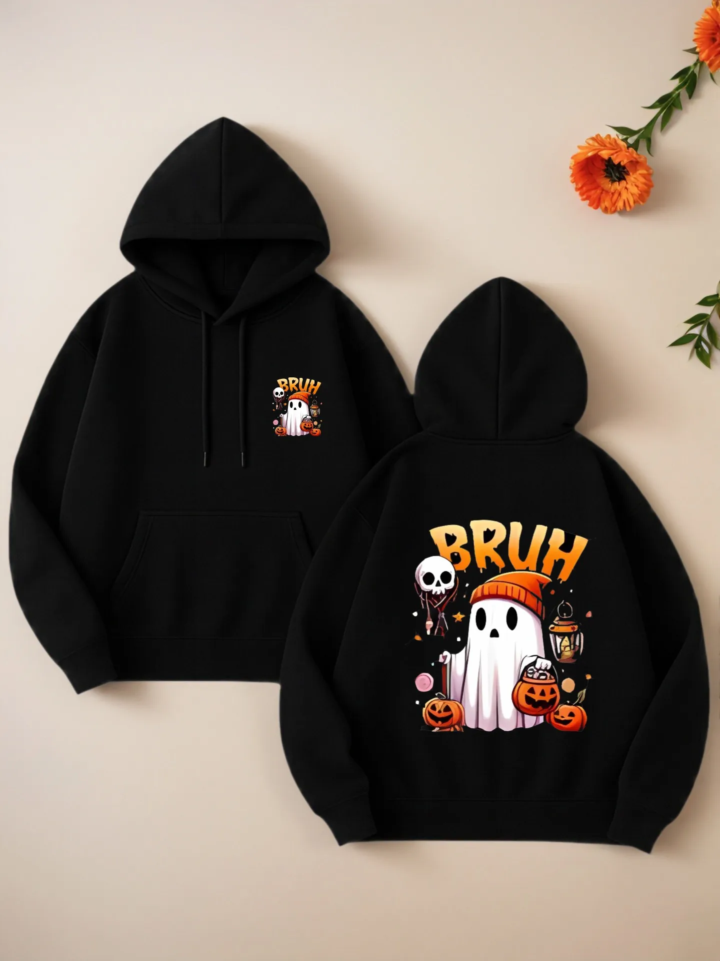 

Женская толстовка с рисунком, Хэллоуин — тематический мультяшный принт, повседневная эстетика, мягкая ткань, повседневная повседневная одежда, для подростков