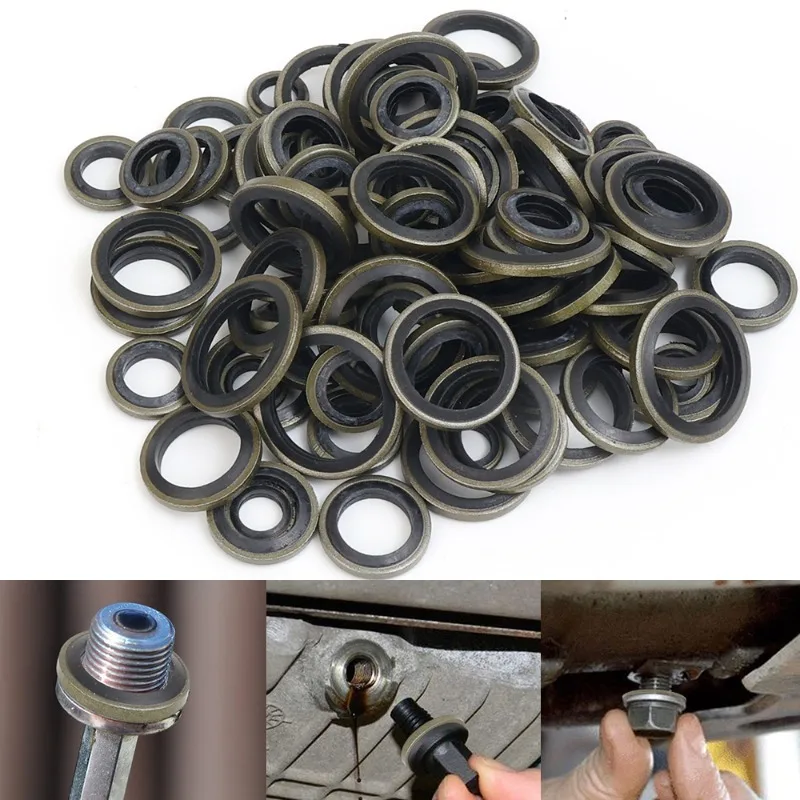 200~100pcs Car Oil Pan Drain Gasket Drainage Bolt Pad Rubber Oil Drain Plug Gasket Replaceable Seal Set M6 M8 M10 M12 M14 M16