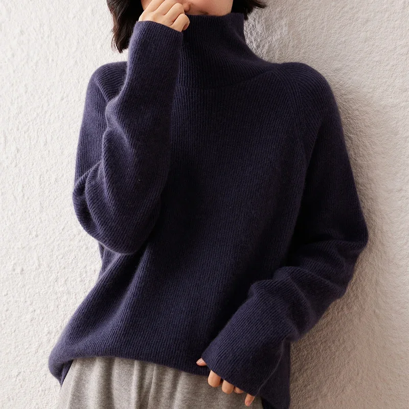 WinvyNee Cashmere Sweaters Women Long Sleeve Turtleneck Wool Casual Loose Thick Jumpers Solid Knitwear Pullover Winter A1044053