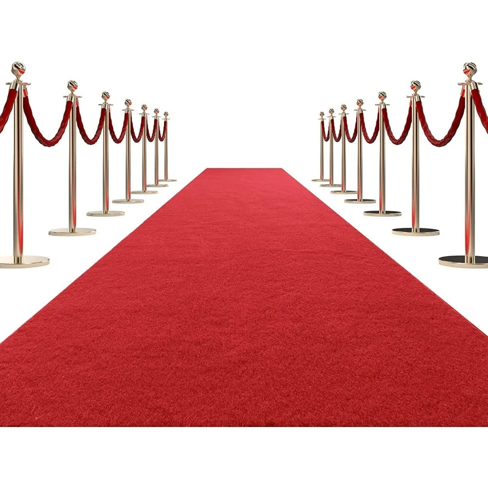 

HOMBYS 450 GSM Extra Thick 3x15 ft Red Carpet Runner for Partys & Events, Heavy-Duty Felt Aisle Runway Rug for Steps, Prom Propo