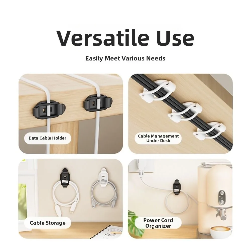 10 Pack Adjustable Cable Clips Self-Adhesive Reusable Desktop Cable Management Elastic Cord Organizer Under Desk