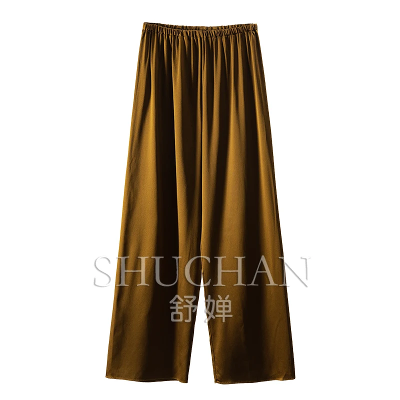 2025 Natural Silk 30 Mmi Silk Elastic Waist Straight Wide-leg Pants Women Pantalones De Mujer  Pants Women Pantalones Mujer