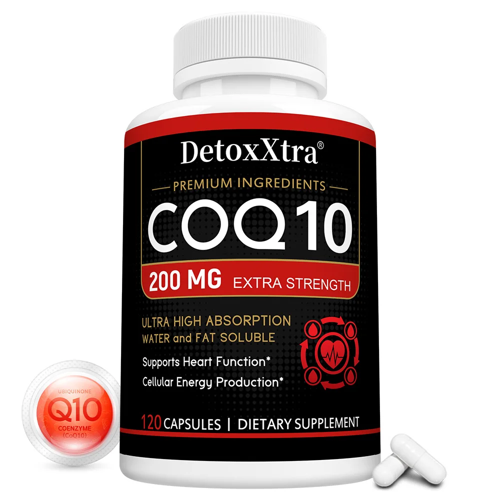 

Капсулы CoQ10 200 мг, коэнзим Q10 с витамином Е, антиоксидант для здоровья сердца и омоложения, поддержка энергии и здоровья сердечно-сосудистой системы.