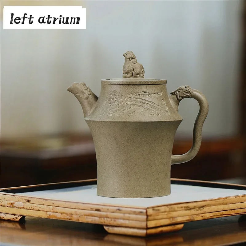 300ml High-end Yixing Purple Clay Teapots Handmade Auspicious Beast Pot Raw Ore Dragon's Back Mud Kettle Chinese Zisha Tea Set