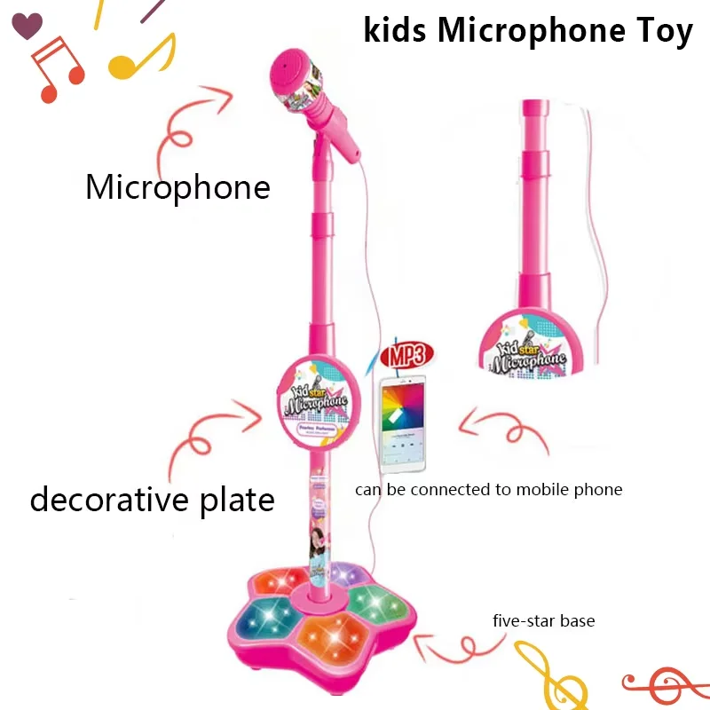 Crianças microfone com suporte karaoke máquina de música instrumento brinquedos cérebro-treinamento brinquedos educativos presente de aniversário para menina menino