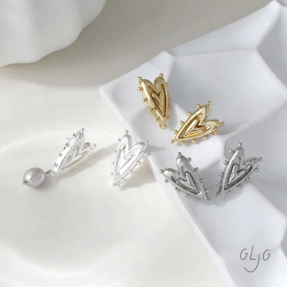 2 قطعة الأذن القلب لذيذ ترصيع لصنع المجوهرات مكونات الأقراط DIY بها بنفسك النحاس 14 كيلو مطلية بالذهب اكسسوارات 25*15 مللي متر