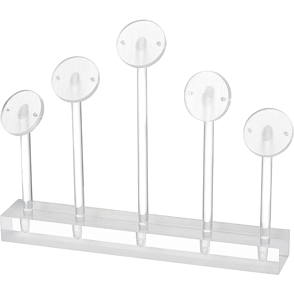 Acrylic Jewelry Tower 4.5 Inch/11.5cm 5 Tier Rotatable Earring Display Stand with Round Tray White Jewelry Display Holer