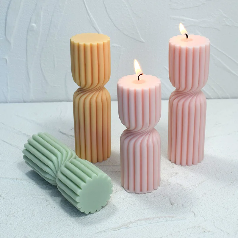 Geometric three-dimensional spiral wind stripes cylindrical aromatherapy candle silicone mold DIY handmade soap making tools