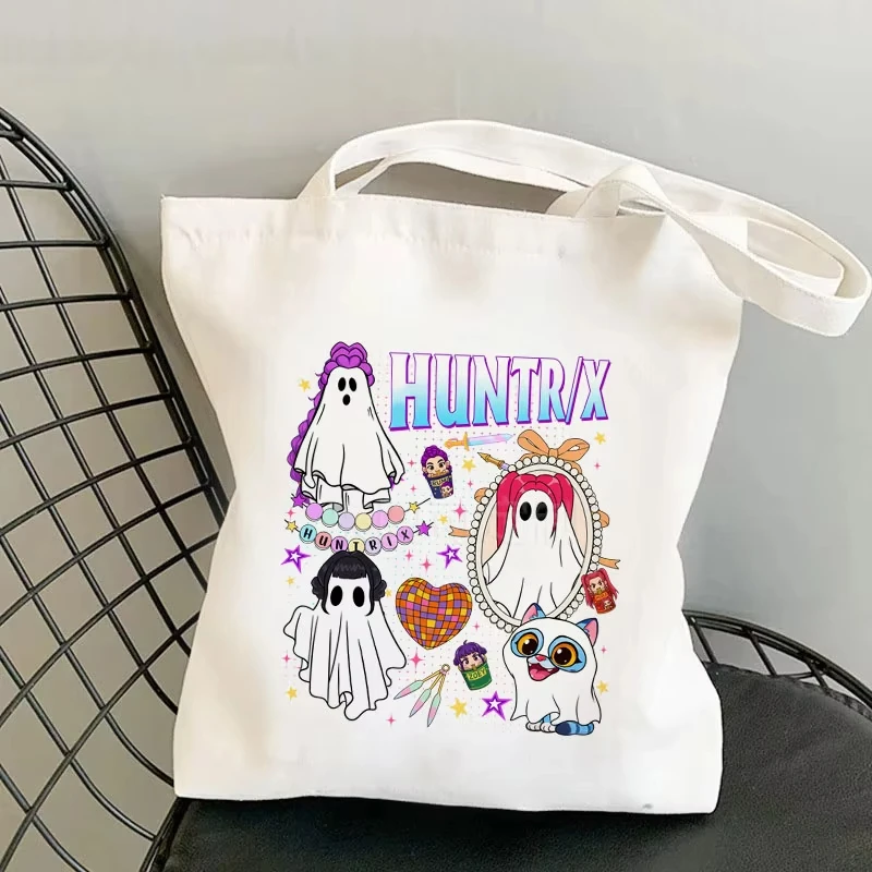 

Halloween HUNTRX KPOP Canvas Student Single Shoulder Bag Shopping Bag Daily Use Cross-Border Hot Sale Unisex Handbag Tote Bag