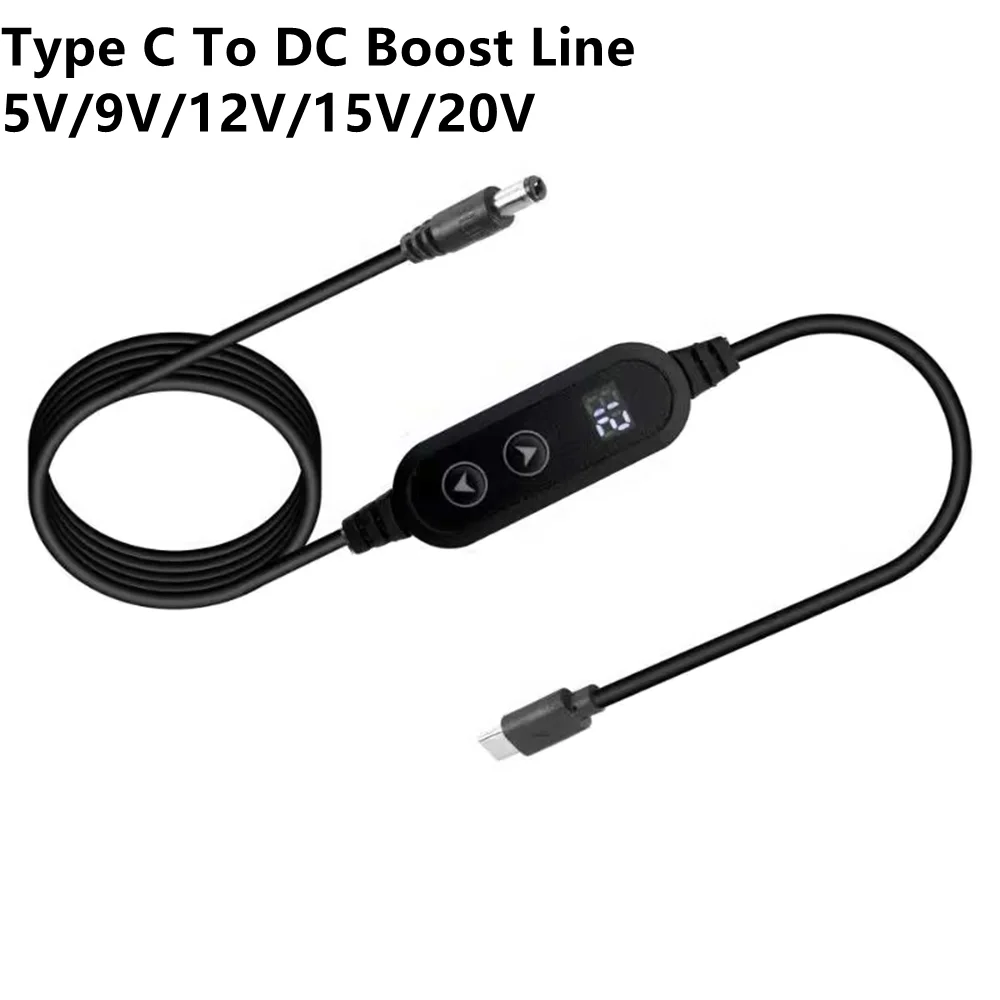 5-20V Adjustable PD Charging Cable Type-C to 5.5x2.1mm Power Adapter Cord With LED Display Screen Barrel PD Trigger Cable