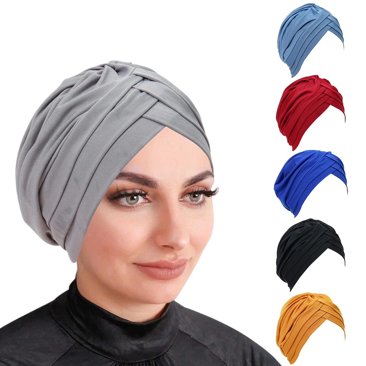Hidżaby damskie na czoło, miękkie, elastyczne, chusty na głowę, opaski, czapki, indyjskie kapelusze, muzułmańskie nakrycia głowy, akcesoria do włosów dla kobiet