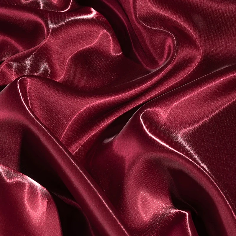 Luxury Glossy Liquid Satin Metallic Fabric Solid Color Crystal Silk Satin Wedding Gift Clothing Designer Fabrics Textile