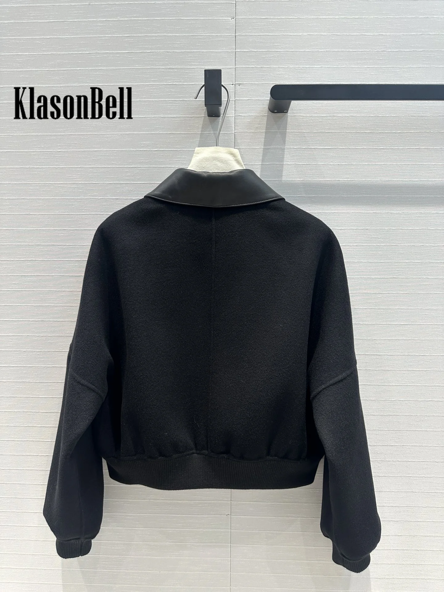 8.21 KlasonBell Women Clothes Lapel Pocket Spliced Sheepskin Jacket Elegant Comfortable Double-Sided Wool Cashmere Coat