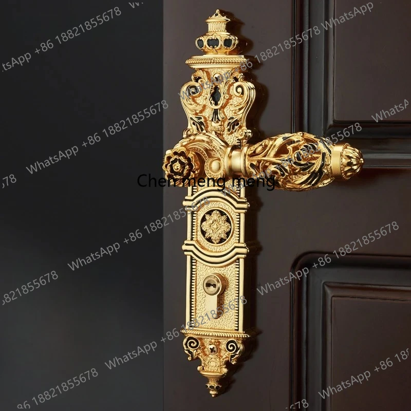 European Retro Brass Indoor Door Locks Bedroom Mute Security Door Handle Lock Home Villa Lock Furniture Hardware Accessories