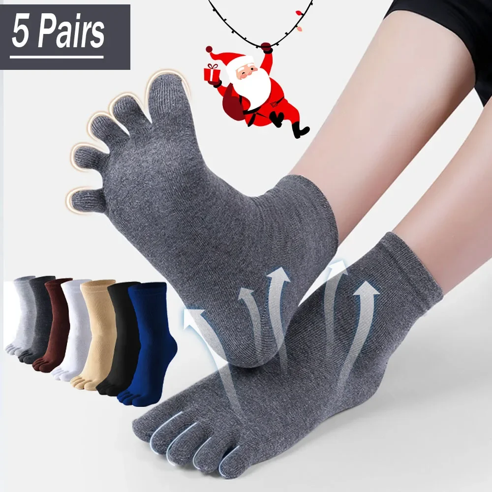 5Pairs Toe Socks Cr… - image