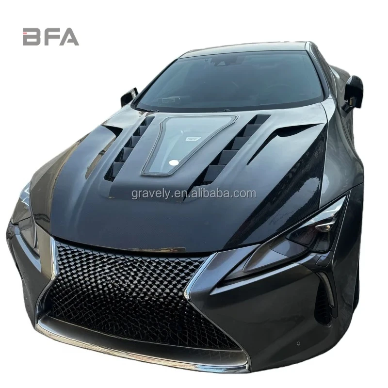 For LC500h Double-Sided Carbon Fiber Hood for Lexus LC500  Transparent Style Hood
