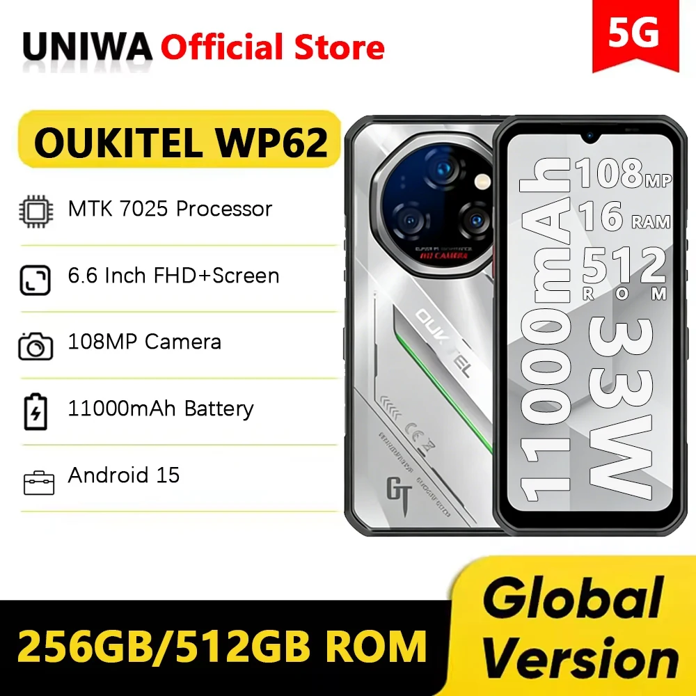Oukitel WP62 5G Rugged Phone MTK 7025 6.6