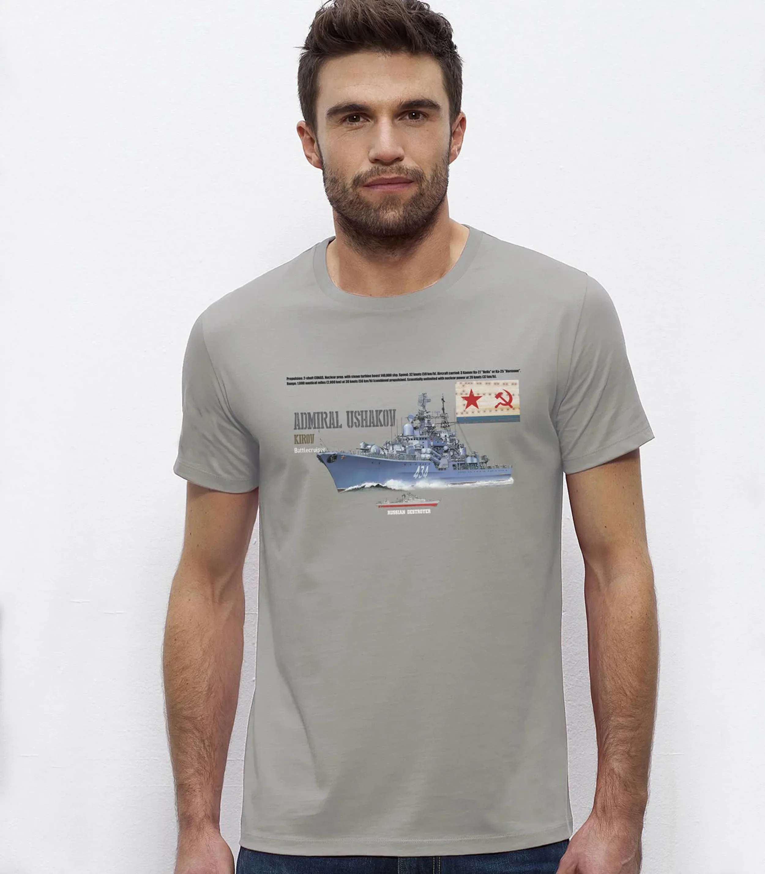 Russian Northern Fleet Admiral Ushakov Destroyer T-Shirt 100% Cotton O-Neck Summer Short Sleeve Casual Mens T-shirt Size S-3XL