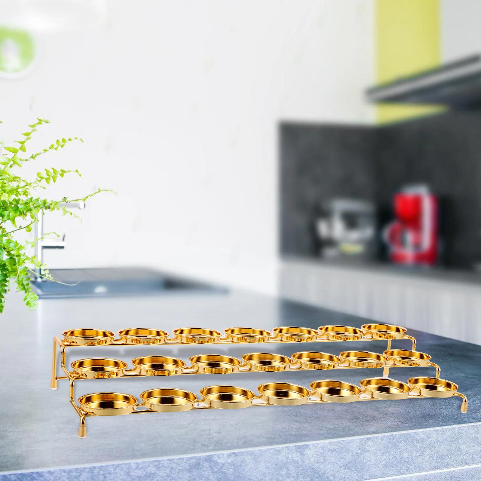 

Exquisite Three-Layer Butter Lamp Holder Metal Holder for Indoor Use Religious Stand Dining Table Centerpiece