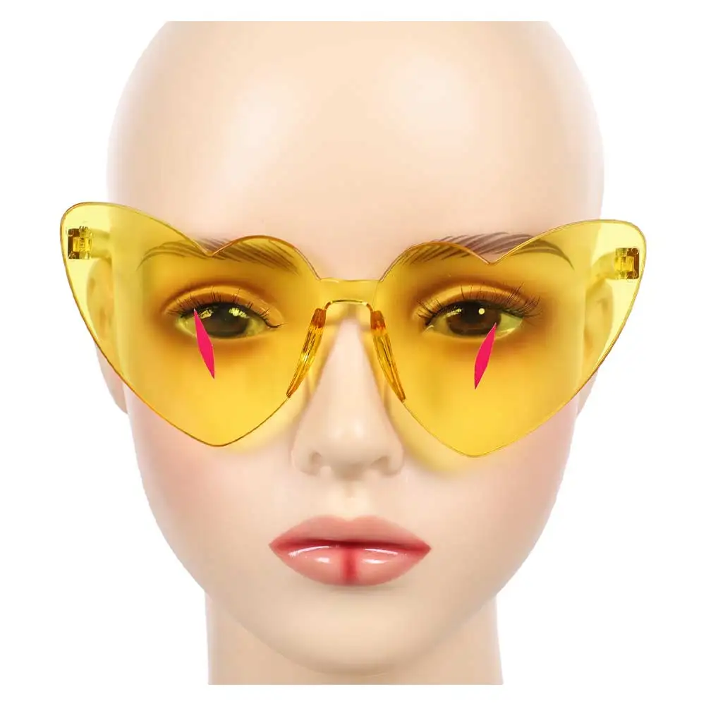 السير Pentious الأصفر على شكل قلب النظارات تأثيري الخيال النظارات التلفزيون الجحيم نزل زي تمويه اكسسوارات هالوين النساء الرجال #4