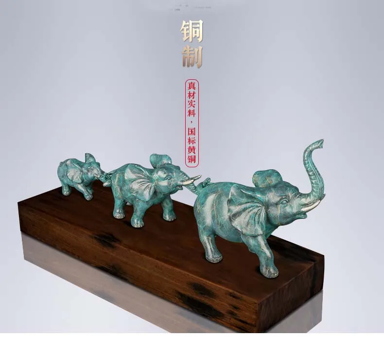 large Company home Porch lobby thriving business Money Good luck Elephants color brass Sculpture ART best office Ornament