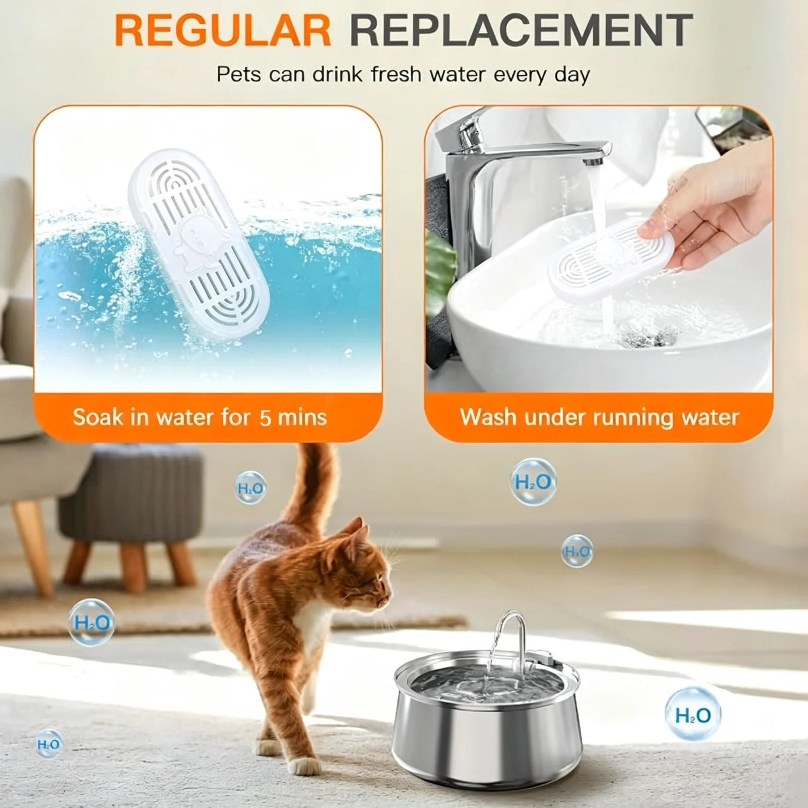 Haustier-Wasserspender-Filter Katzen- und Hundebrunnenfilter Trinkbrunnen aus Kunststoff Aktivkohlefilter Trinkwasser-Ersatzfilter – Detail 12