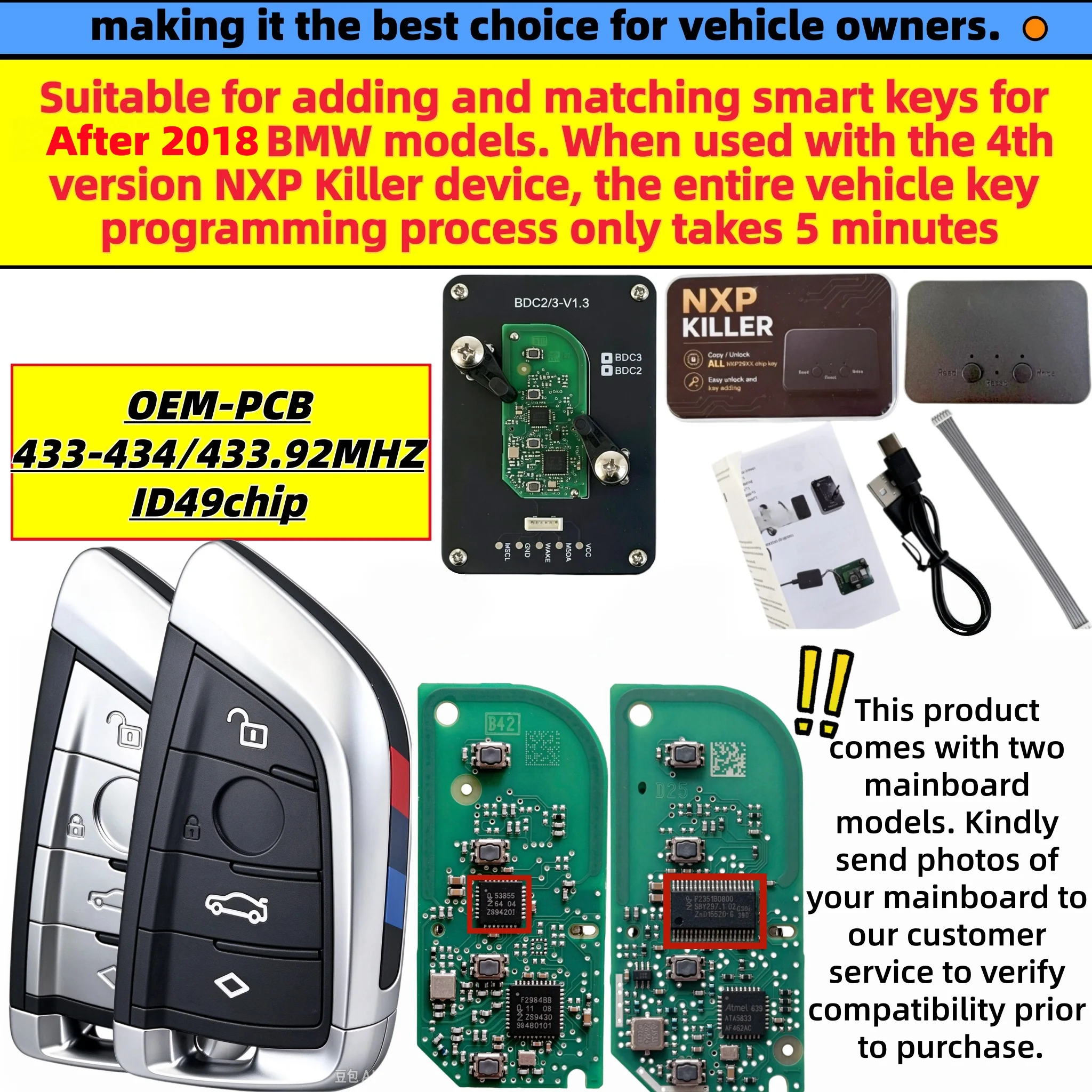 Suitable for Bmw g Chassis Key Remote Control Programming, Quick Matching and Copying in 5 Minutes, Compatible with Bmw 3/5/6/7/8 Series, G15 Z4 G29 X3 G01 X4 G02 X5 G05 X6 G06 X7 G07