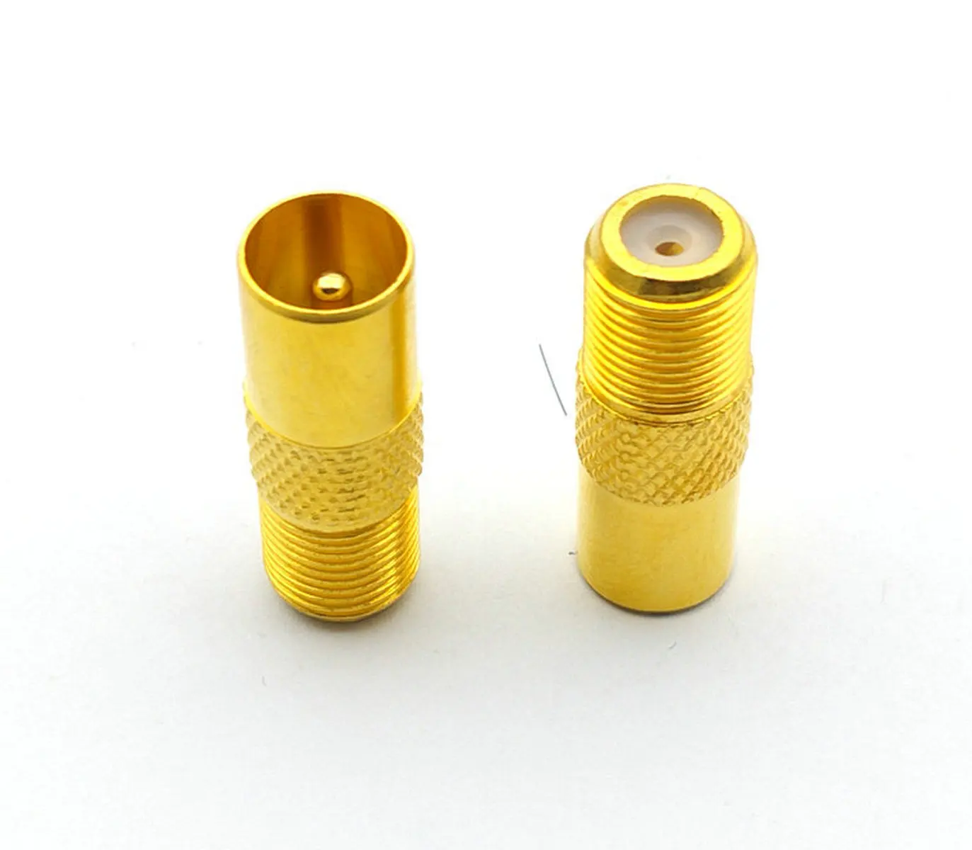 50pcs/100pcs Gold plated F female jack to IEC PAL DVB-T TV male plug RF connector