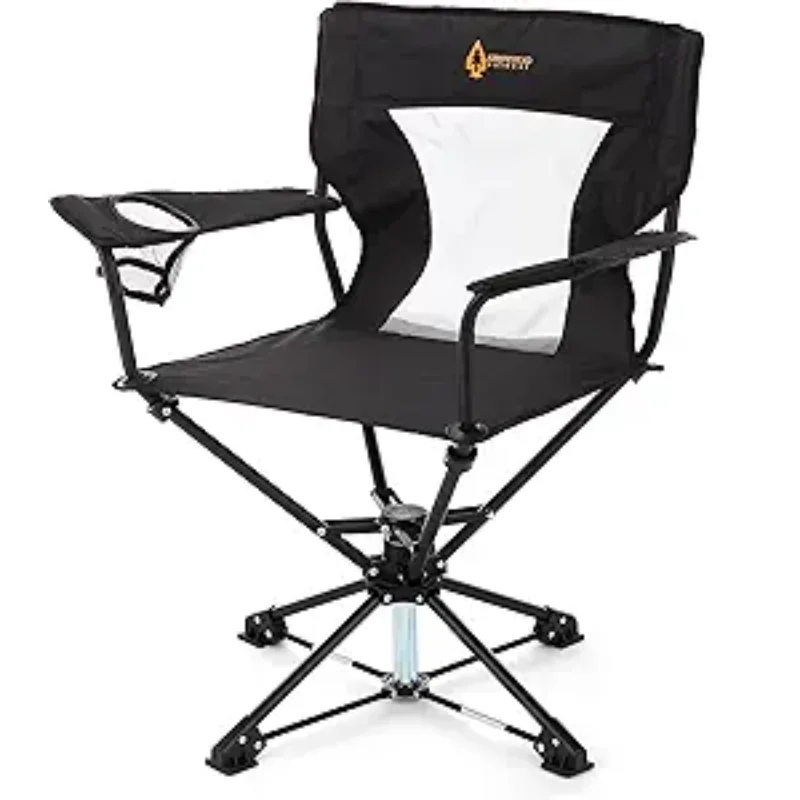 

ARROWHEAD OUTDOOR 360° Degree Swivel Hunting Chair Stool Seat,Large Cup Holder, Carrying Case, Steel Frame, Camo, Fishing Black