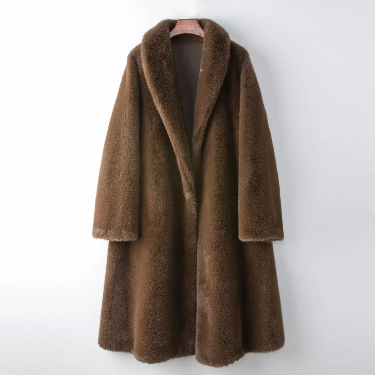 2024 Winter New Thickened Long Gold Mink Fur Eco friendly Coat Imitation Mink Fur Grass Coat for Women