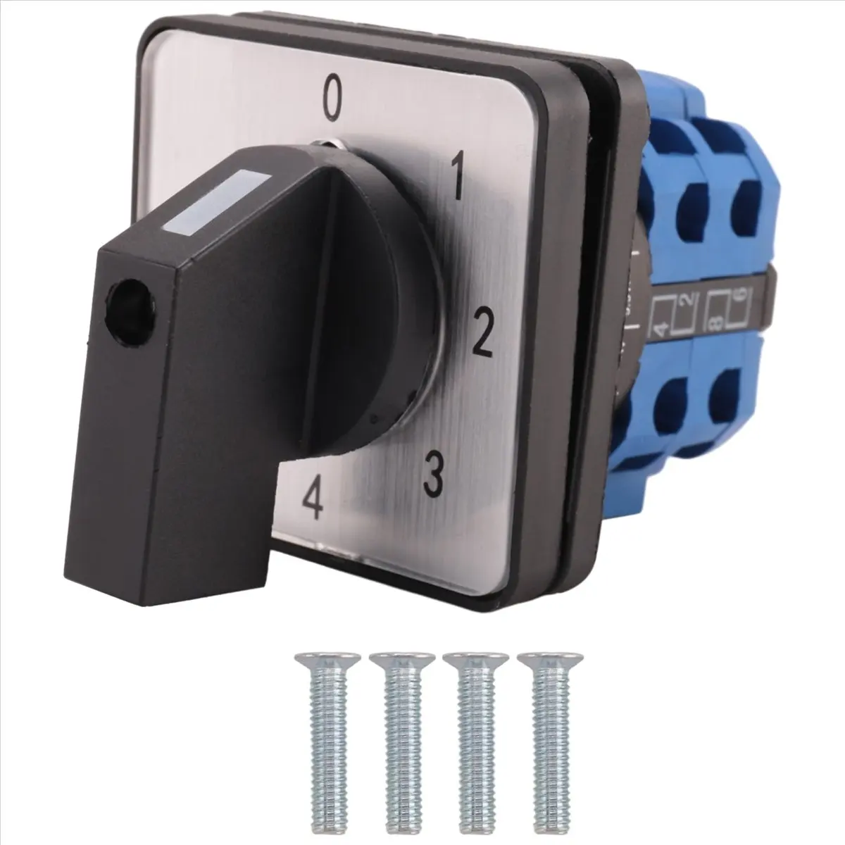 A40I 8 Terminals 5 Positions Master Control Rotary Cam Switch 20A Black+Blue