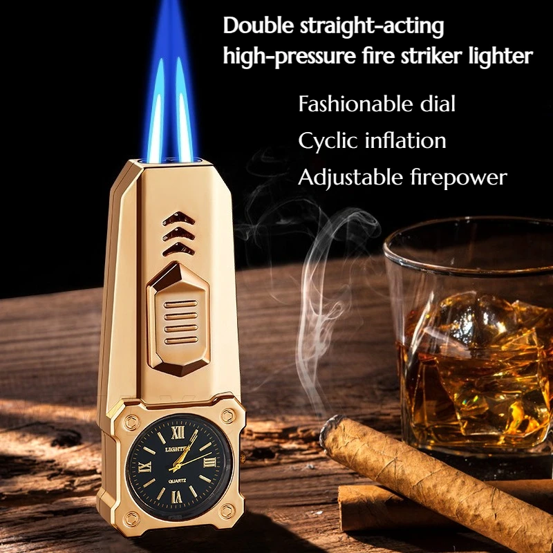 

NEW Double Straight-acting Compact Handheld Spray Gun with Built-in Lighter Powerful Flame Cigarette Accessories