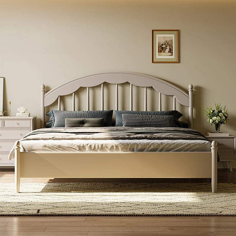 LTT master bedroom bed French living room full solid wood bed American double bed