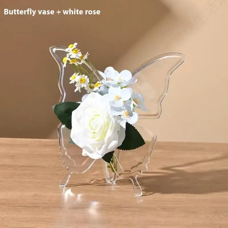 1Pcs Room Aesthetic Decor Butterfly Vase Flowers Pot Desk Decoration Flower Arrangement Butterfly Decorative Floral Vases