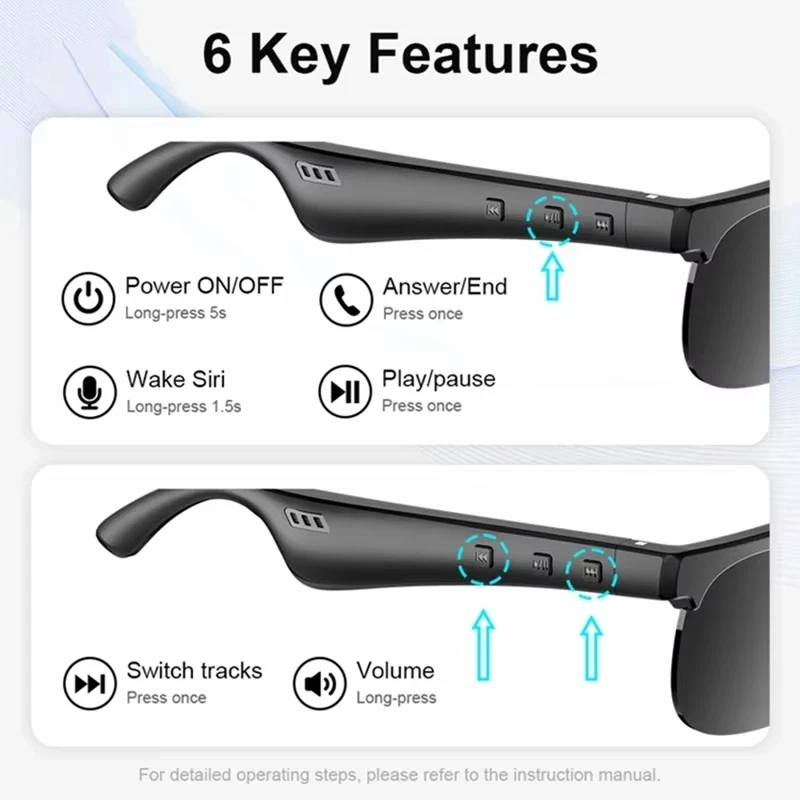 6K AI Smart Glasses Multifunctional Camera Bluetooth Call- Voice Assistant Music Player Translate Photochromic HD Glasses